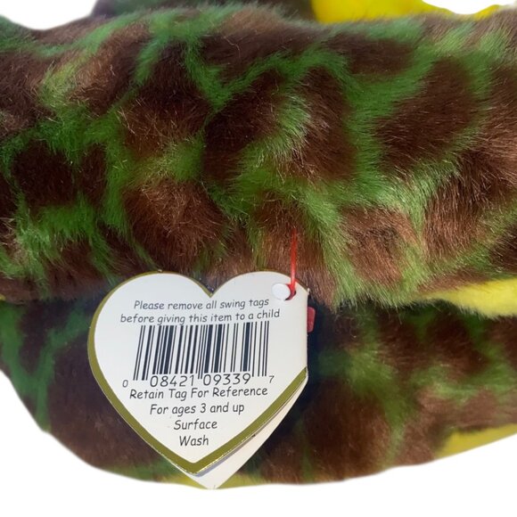 Ty Beanie Buddy Slither Snake Plush Toy 1999 Green & Brown Camo Stuffed Animal - Picture 5 of 11